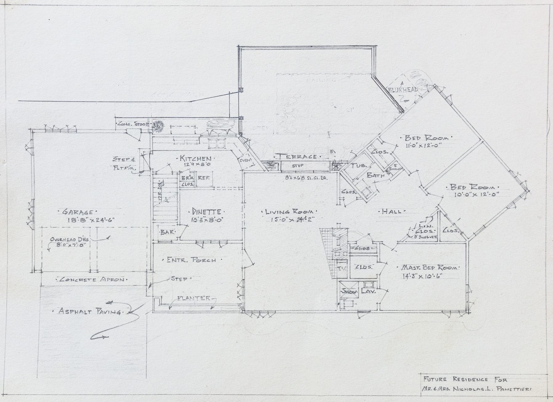 Original working drawings of 142 Williams Road by Nicholas Panettieri
