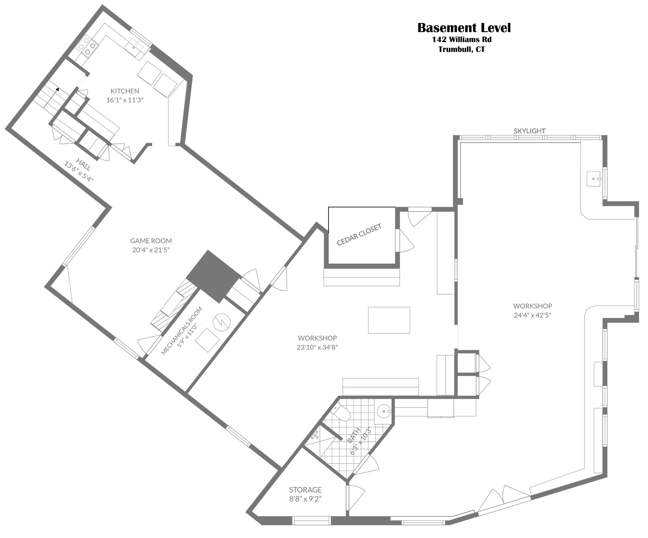 Lower level floor plan of 142 Williams Road